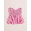 image:imageSOLY HUX Womens Frill Trim Tie Front Tube Top Sleeveless Strapless Ruffle Summer TopsPure Pink