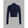 image:imageSOLY HUX Womens Full Zip Workout Running Crop Tops Athletic Jacket Long Sleeve Yoga Cropped Tee ShirtsDark Blue