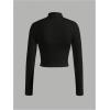 image:imageSOLY HUX Womens Full Zip Workout Running Crop Tops Athletic Jacket Long Sleeve Yoga Cropped Tee ShirtsSolid Black