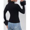 image:imageSOLY HUX Womens Fuzzy Mock Neck T Shirt Long Sleeve Fitted Ribbed Knit Tee TopsSolid Black