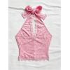 image:imageSOLY HUX Womens Lace Halter Top Deep V Open Back Crop Tank Going Out Vest Shirts Coquette ClothesPlain Pink