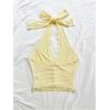 image:imageSOLY HUX Womens Lace Halter Top Deep V Open Back Crop Tank Going Out Vest Shirts Coquette ClothesPlain Yellow