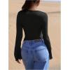 image:imageSOLY HUX Womens Lace Long Sleeve Tops Deep V Neck Tight T Shirts Going Out OutfitsPure Black