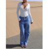 image:imageSOLY HUX Womens Lace Long Sleeve Tops Deep V Neck Tight T Shirts Going Out OutfitsPure White
