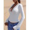 image:imageSOLY HUX Womens Lace Long Sleeve Tops Deep V Neck Tight T Shirts Going Out OutfitsPure White