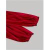 image:imageSOLY HUX Womens Lantern Long Sleeve Wrap Ruched Bow Tie Blouse Sweetheart Neck Satin Going Out Crop TopsPure Red