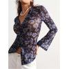 image:imageSOLY HUX Womens Long Sleeve Shirts Boho Floral Print Blouses Button Down V Neck Fitted TopsBlack Blue Floral