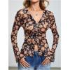 image:imageSOLY HUX Womens Long Sleeve Shirts Boho Floral Print Blouses Button Down V Neck Fitted TopsBlack Floral