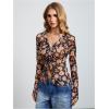 image:imageSOLY HUX Womens Long Sleeve Shirts Boho Floral Print Blouses Button Down V Neck Fitted TopsBlack Floral