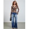 image:imageSOLY HUX Womens Long Sleeve Shirts Boho Floral Print Blouses Button Down V Neck Fitted TopsBlack Floral