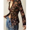 image:imageSOLY HUX Womens Long Sleeve Shirts Boho Floral Print Blouses Button Down V Neck Fitted TopsBlack Flowers