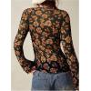 image:imageSOLY HUX Womens Long Sleeve Shirts Boho Floral Print Blouses Button Down V Neck Fitted TopsBlack Flowers