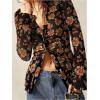 image:imageSOLY HUX Womens Long Sleeve Shirts Boho Floral Print Blouses Button Down V Neck Fitted TopsBlack Flowers
