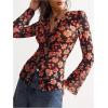 image:imageSOLY HUX Womens Long Sleeve Shirts Boho Floral Print Blouses Button Down V Neck Fitted TopsBlack Multi