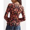 image:imageSOLY HUX Womens Long Sleeve Shirts Boho Floral Print Blouses Button Down V Neck Fitted TopsBlack Multi