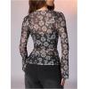 image:imageSOLY HUX Womens Long Sleeve Shirts Boho Floral Print Blouses Button Down V Neck Fitted TopsBlack and Pink Floral