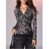 image:imageSOLY HUX Womens Long Sleeve Shirts Boho Floral Print Blouses Button Down V Neck Fitted TopsBlack and Pink Floral
