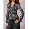image:imageSOLY HUX Womens Long Sleeve Shirts Boho Floral Print Blouses Button Down V Neck Fitted TopsBlack and Pink Floral