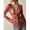 image:imageSOLY HUX Womens Long Sleeve Shirts Boho Floral Print Blouses Button Down V Neck Fitted TopsBrown Floral