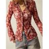 image:imageSOLY HUX Womens Long Sleeve Shirts Boho Floral Print Blouses Button Down V Neck Fitted TopsBrown Floral