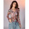 image:imageSOLY HUX Womens Long Sleeve Shirts Boho Floral Print Blouses Button Down V Neck Fitted TopsMulti Floral