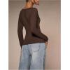 image:imageSOLY HUX Womens Long Sleeve Shirts Bow Tie Button Down Scoop Neck TShirt Aesthetic Going Out TopsCoffee Brown