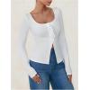 image:imageSOLY HUX Womens Long Sleeve Shirts Bow Tie Button Down Scoop Neck TShirt Aesthetic Going Out TopsPlain White