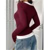 image:imageSOLY HUX Womens Long Sleeve Shirts Y2K Going Out Tops Halter Neck Slim Fitted Henley T Shirts Fall ClothesBurgundy and White