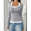 image:imageSOLY HUX Womens Long Sleeve Shirts Y2K Going Out Tops Halter Neck Slim Fitted Henley T Shirts Fall ClothesGrey and White