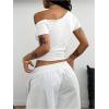 image:imageSOLY HUX Womens Off The Shoulder Top Short Sleeve Fitted Tee Vintage Y2k Asymmetrical T ShirtPure White