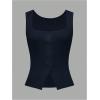 image:imageSOLY HUX Womens Ribbed Button Down Tank Tops Square Neck Sleeveless Summer Tight Vest ShirtsDark Blue