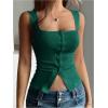 image:imageSOLY HUX Womens Ribbed Button Down Tank Tops Square Neck Sleeveless Summer Tight Vest ShirtsSolid Green