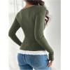 image:imageSOLY HUX Womens Ribbed Scoop Neck Tops Long Sleeve Contrast Lace Button Front Knit Slim Fit Henley T ShirtsArmy Green