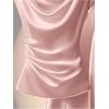 image:imageSOLY HUX Womens Satin Blouse Ruched Cowl Neck Elegant Shirt Summer Tops Work Office OutfitsSolid Pink