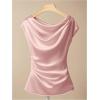 image:imageSOLY HUX Womens Satin Blouse Ruched Cowl Neck Elegant Shirt Summer Tops Work Office OutfitsSolid Pink