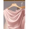 image:imageSOLY HUX Womens Satin Blouse Ruched Cowl Neck Elegant Shirt Summer Tops Work Office OutfitsSolid Pink