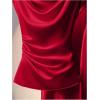 image:imageSOLY HUX Womens Satin Blouse Ruched Cowl Neck Elegant Shirt Summer Tops Work Office OutfitsSolid Red