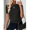 image:imageSOLY HUX Womens Short Sleeve Sweater Crew Neck Dressy Casual Knit TopsPure Black