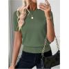 image:imageSOLY HUX Womens Short Sleeve Sweater Crew Neck Dressy Casual Knit TopsPure Green