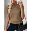 image:imageSOLY HUX Womens Short Sleeve Sweater Crew Neck Dressy Casual Knit TopsPure Khaki