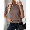 image:imageSOLY HUX Womens Short Sleeve Sweater Crew Neck Dressy Casual Knit TopsPure Mocha Brown