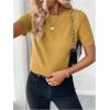 image:imageSOLY HUX Womens Short Sleeve Sweater Crew Neck Dressy Casual Knit TopsPure Mustard Yellow