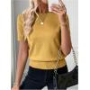 image:imageSOLY HUX Womens Short Sleeve Sweater Crew Neck Dressy Casual Knit TopsPure Mustard Yellow