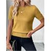 image:imageSOLY HUX Womens Short Sleeve Sweater Crew Neck Dressy Casual Knit TopsPure Mustard Yellow