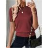 image:imageSOLY HUX Womens Short Sleeve Sweater Crew Neck Dressy Casual Knit TopsPure Red