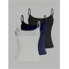 image:imageSOLY HUX Womens Sleeveless Crop Camisole 3 Packs Spaghetti Strap Tank Tops Slim Fit Cami ShirtsBlack Dark Blue Grey