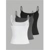 image:imageSOLY HUX Womens Sleeveless Crop Camisole 3 Packs Spaghetti Strap Tank Tops Slim Fit Cami ShirtsBlack Dark Grey White