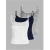 image:imageSOLY HUX Womens Sleeveless Crop Camisole 3 Packs Spaghetti Strap Tank Tops Slim Fit Cami ShirtsWhite Dark Blue Grey