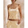 image:imageSOLY HUX Womens Sparkly Sequin Tops Spaghetti Strap Scoop Neck Summer Camisole Going Out Party Club TopApricot Sequin