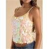image:imageSOLY HUX Womens Sparkly Sequin Tops Spaghetti Strap Scoop Neck Summer Camisole Going Out Party Club TopPlain Apricot